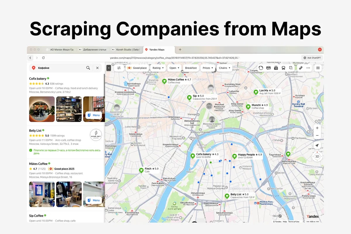Scraping companies from Yandex Maps